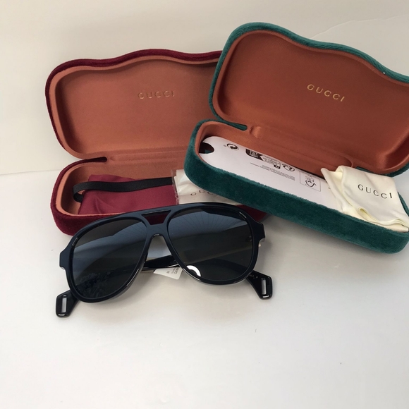 New - 💯 Original  Gucci GG0463 Grey Green Polarized Pilot Men's Sunglasses GG0 - Picture 8 of 12